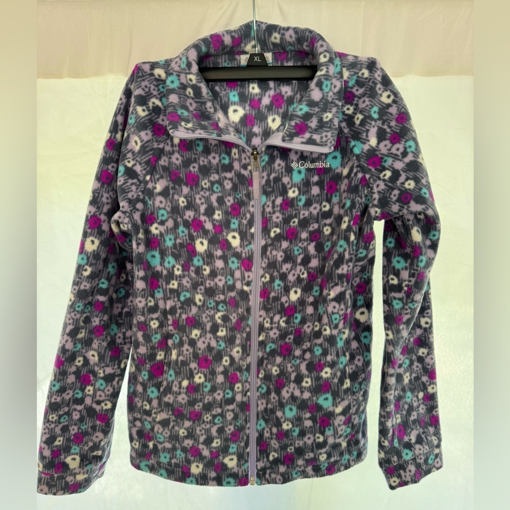 Youth, large, multicolor, fleece jacket, girls, Columbia brand